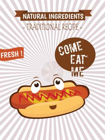 Vector Hot-Dog illustration. Flat Vector. Iconのイラスト素材