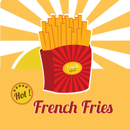 Vintage French Fries Poster. Illustration. Isolated. Flat Vector. Graphic Designのイラスト素材