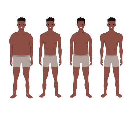 Human body shapes. Male figures types set. Vector illustrationのイラスト素材