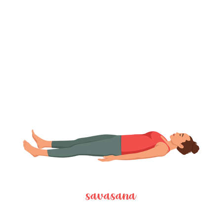 Shavasana or Corpse Pose. Yoga Practice. Vector.のイラスト素材