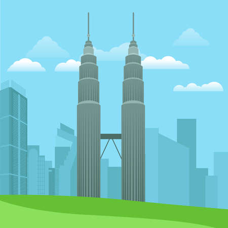 Modern Architecture of Kuala Lumpur, Malaysia. Twin tower scenery in the middle of city