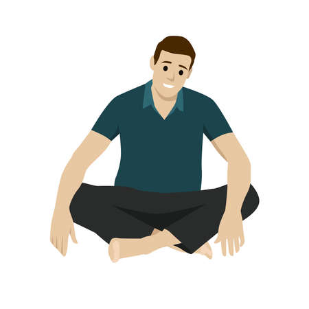 Man sit on a floor with pretzel style flat illustration vector artのイラスト素材