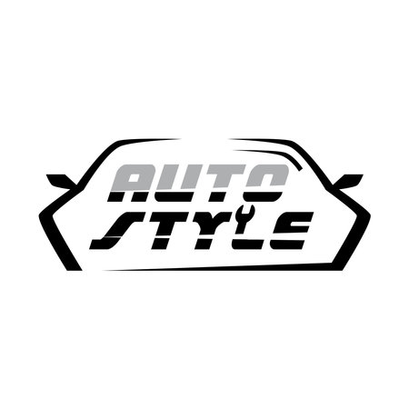 Auto style car logo design with concept sports vehicle icon silhouette isolated on background. Vector illustration.のイラスト素材