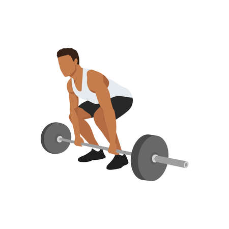 CrossFit workout training. Sport man training heavy barbell deadlift exercise in the gym for healthy beautiful body shape motivation.のイラスト素材