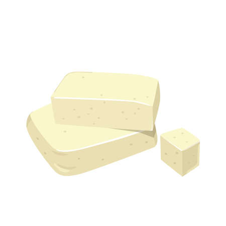 Flat vector of Tofu or Bean curd isolated on white background. Flat illustration graphic iconのイラスト素材