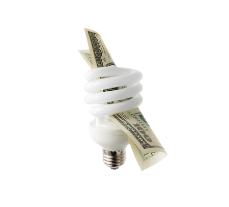 Compact fluorescent bulb with 100  bill