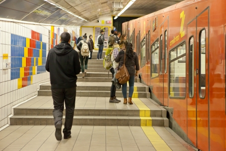 Carmelit underground station with people, Haifa, Israelのeditorial素材