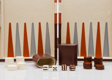 Backgammon board game setの写真素材