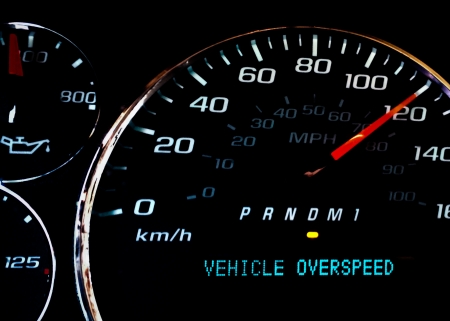 Vehicle over speed dashboard warning light の写真素材