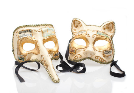 His and hers Venice Carnival Masks の写真素材