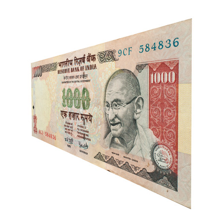 1000 Rupee Note with Mahatma Gandhiの写真素材
