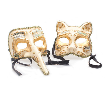 His and hers Venice Carnival Masks の写真素材