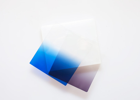 Blue and Grey lens gel for camerasの写真素材