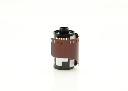 35mm film roll on isolated on whiteの写真素材