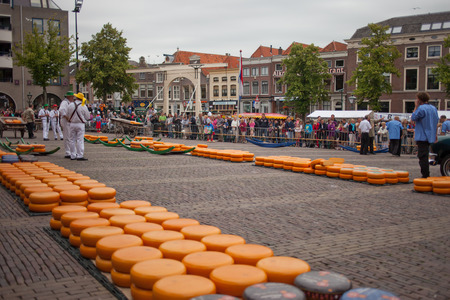Alkmaar open cheese market with peopleのeditorial素材