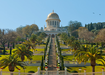 Bahai Gardens Stairs and templeの写真素材