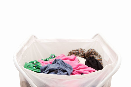 Laundry basket with cloths の写真素材