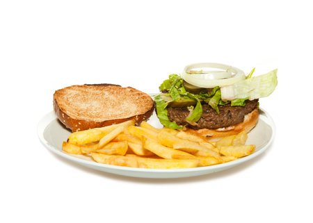 Veggie Burger with friesの写真素材