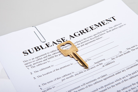 Sublease agreement with a golden key の写真素材