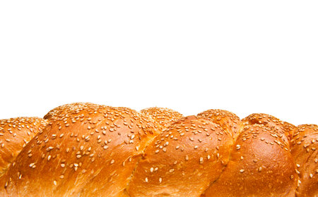 Sesame Challah for Jewish Sabbath の写真素材
