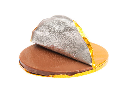 Gold Chocolate coinの写真素材