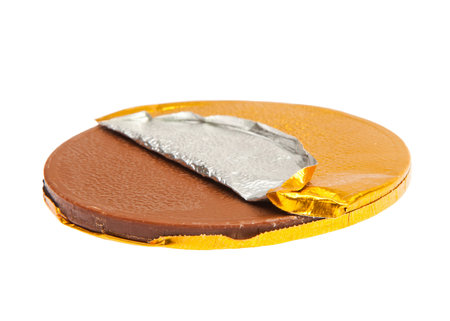 Gold Chocolate coinの写真素材