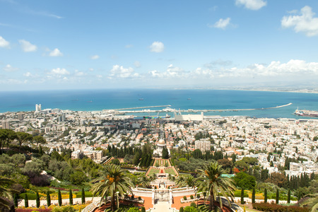 Bahai temple and gardens in Haifa Israelの写真素材