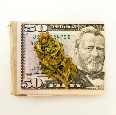 Marijuana and Dollar notesの写真素材