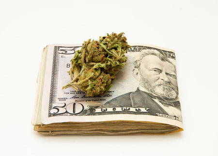 Marijuana and Dollar notesの写真素材