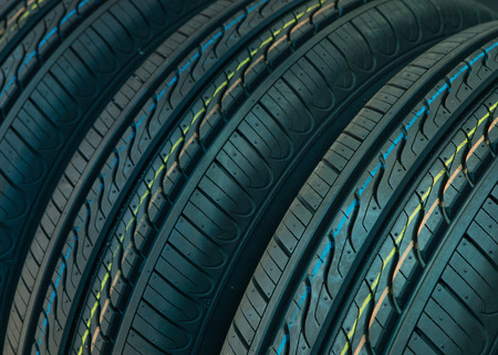 New Car tires profile backgroundの写真素材