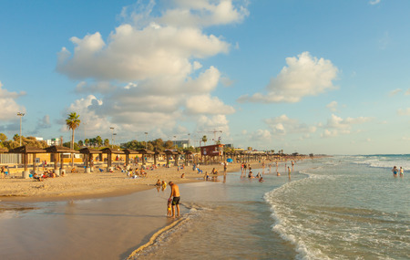 Mediterranean beach of Haifa, Israelのeditorial素材