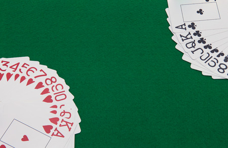 Casino table with red and black cards