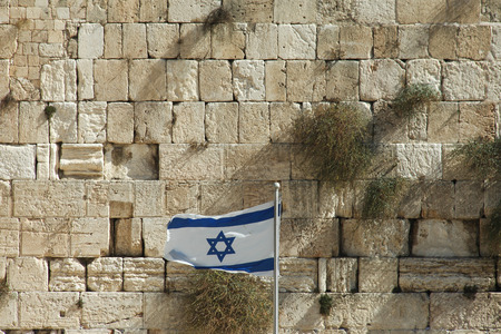 Stones of the wailing wall in Jerusalem with Israel\\の写真素材
