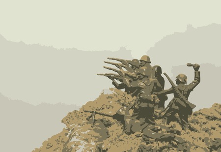 Soldiers in battlefieldのイラスト素材