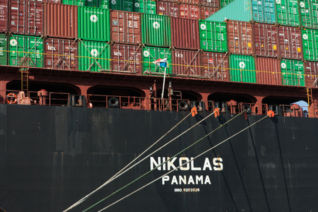 Nikolas cargo ship, being loaded with containers