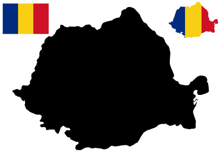Romania map and flag vectorのイラスト素材