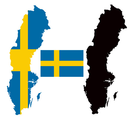 Sweden map and flag vectorのイラスト素材