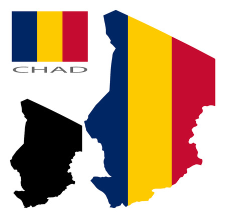 Chad - Map and flag vectorのイラスト素材