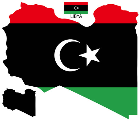 Libya - Map and flag vectorのイラスト素材