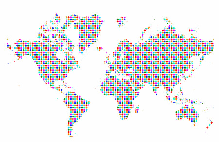World map vector with colorful dots patternのイラスト素材