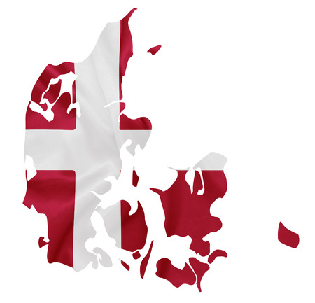 Denmark - Waving national flag on map contour with silk textureの写真素材