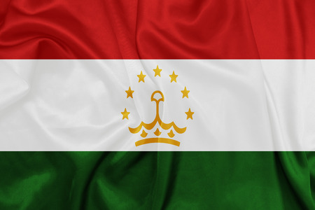 Tajikistan- Waving national flag on silk textureの写真素材