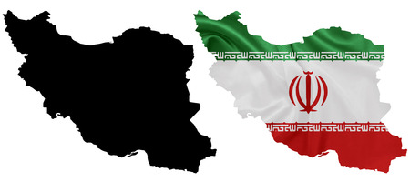 Iran - Waving national flag on map contour with silk textureの写真素材