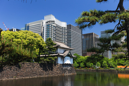 Imperial palace and Tokyo skylineのeditorial素材
