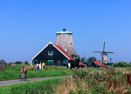 Classic Dutch windmill at Zaanse Schansのeditorial素材