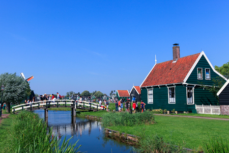 Classic Dutch windmill at Zaanse Schansのeditorial素材