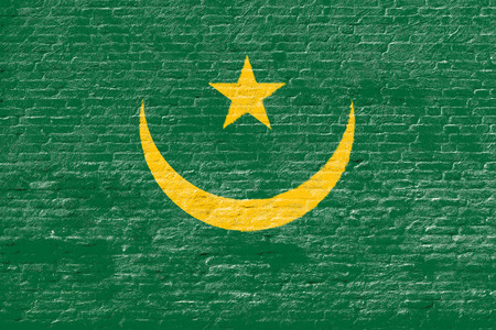 Mauritania - National flag on Brick wallの写真素材