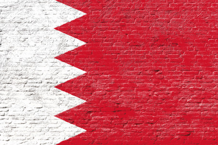 Bahrain - National flag on Brick wallの写真素材