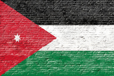 Jordan - National flag on Brick wallの写真素材
