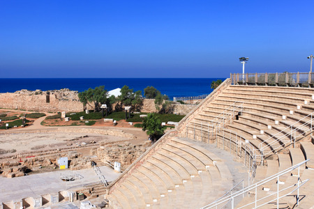 Roman amphitheater built in the times of King Herodesの写真素材